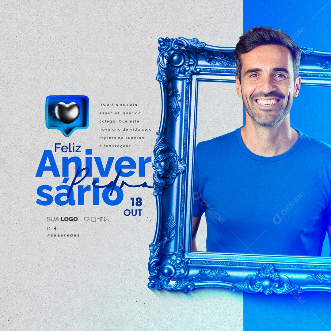 Feliz Aniversário Hoje é o Seu Dia Especial Social Media PSD Editável