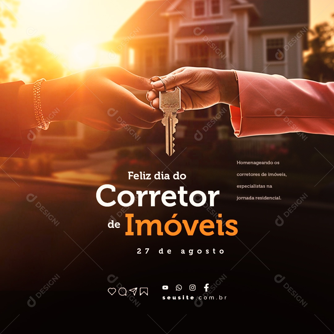 Feliz Dia Do Corretor Imóveis Homenageando os Corretores de Imóveis Social Media PSD Editável