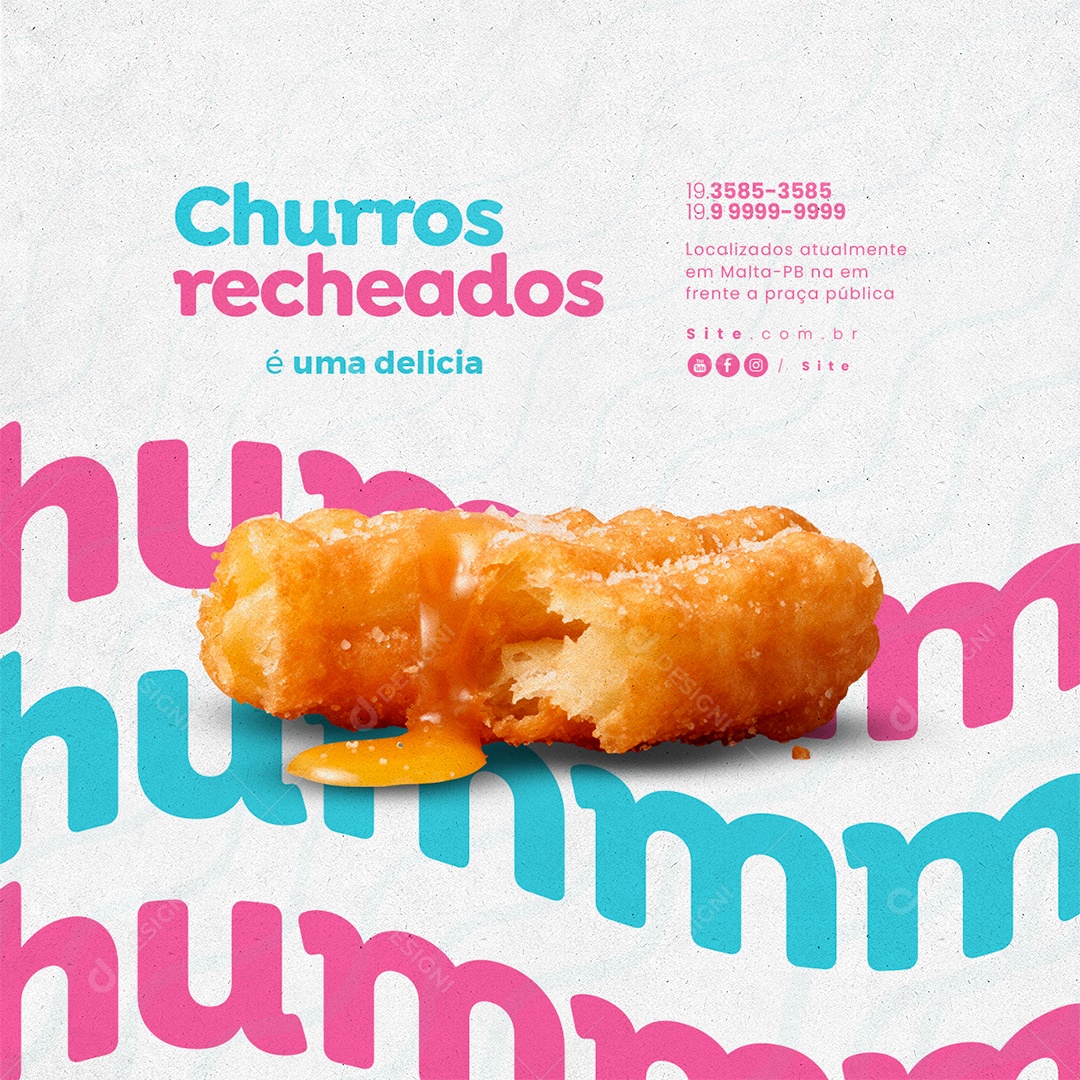 Trailer de Churros Humm Churros Recheados é uma Delicia Social Media PSD Editável