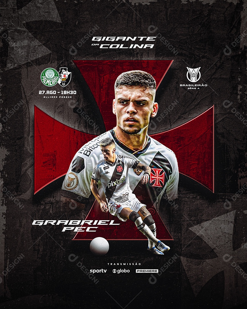 Social Media Flyer Gabriel Pec Vasco Futebol PSD Editável