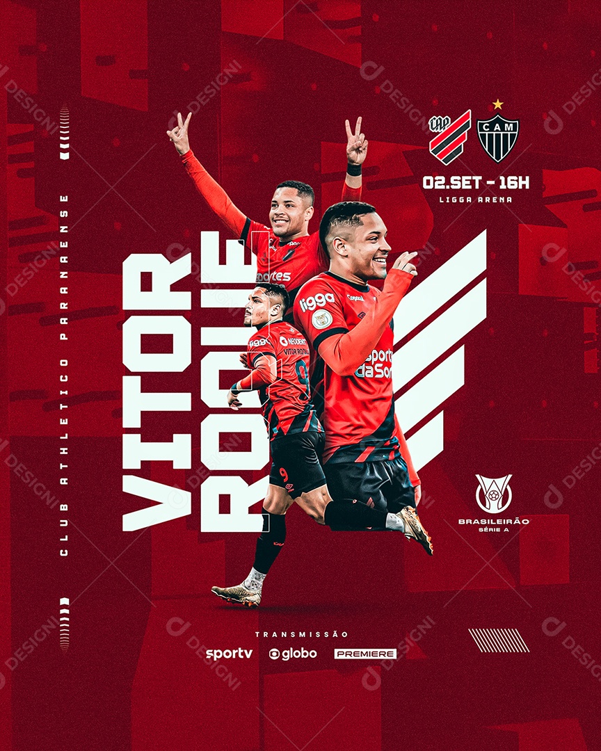 Social Media Flyer Futebol Jogador Vitor Roque PSD Editável