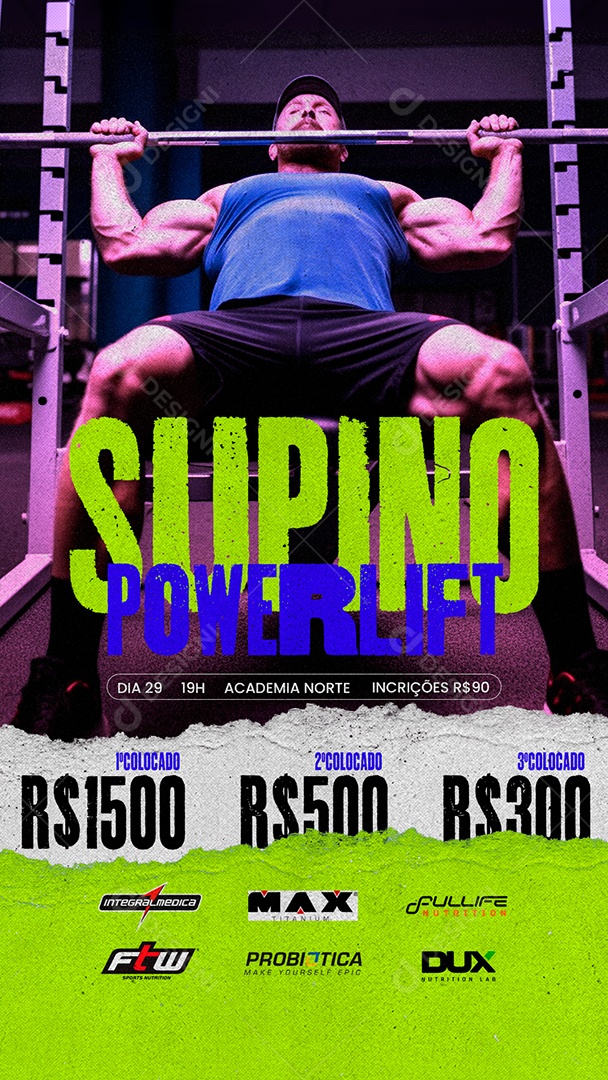 Story Academia Personal Trainer Bench Press Power Lift Social Media PSD Editable