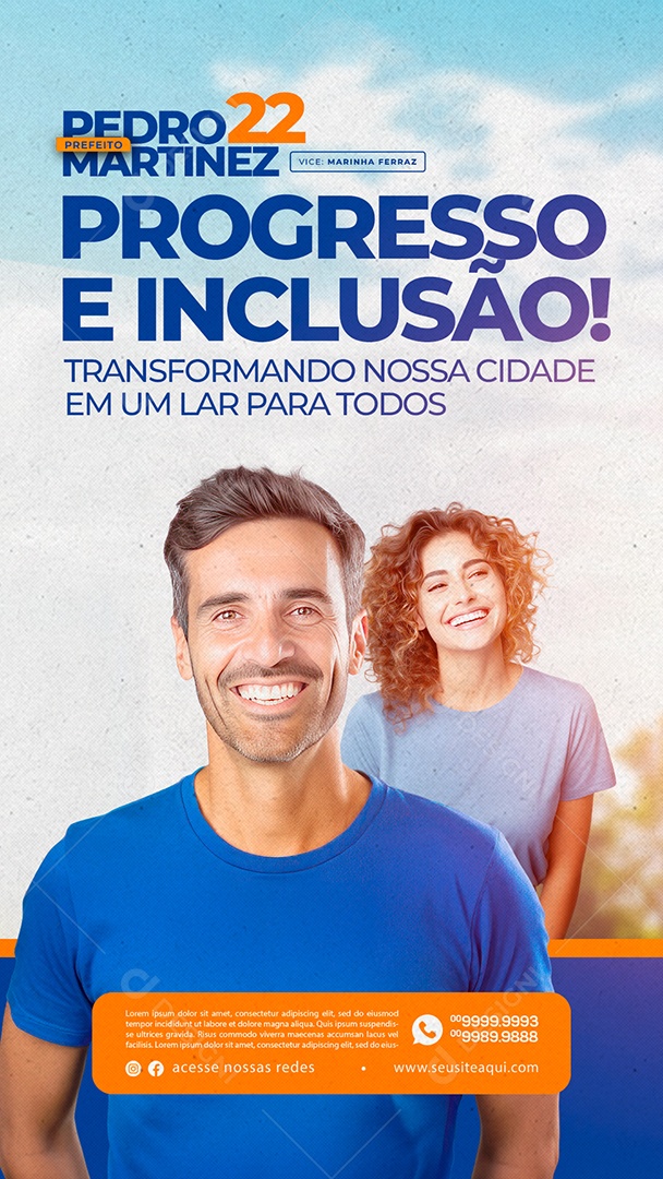 Story Política Progresso e Inclusão Prefeito Pedro Martinez Social Media PSD Editável