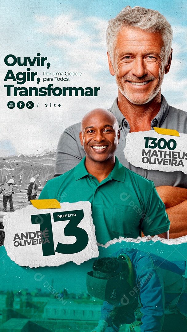 Story Política Ouvir Agir Transformar Prefeito André Oliveira Social Media PSD Editável