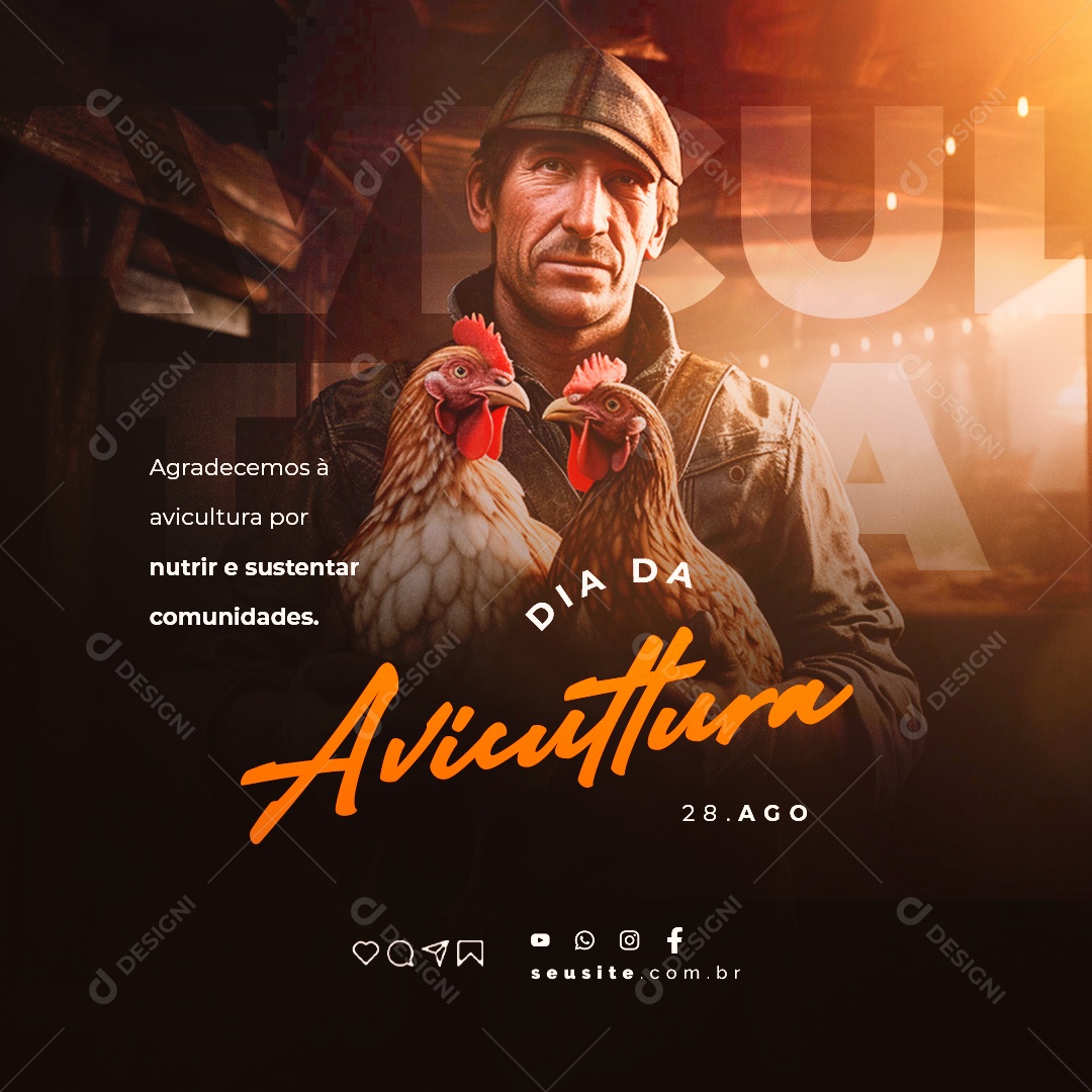 Dia da Avicultura Agradecemos à Avicultura por Nutrir e Sustentar Social Media PSD Editável