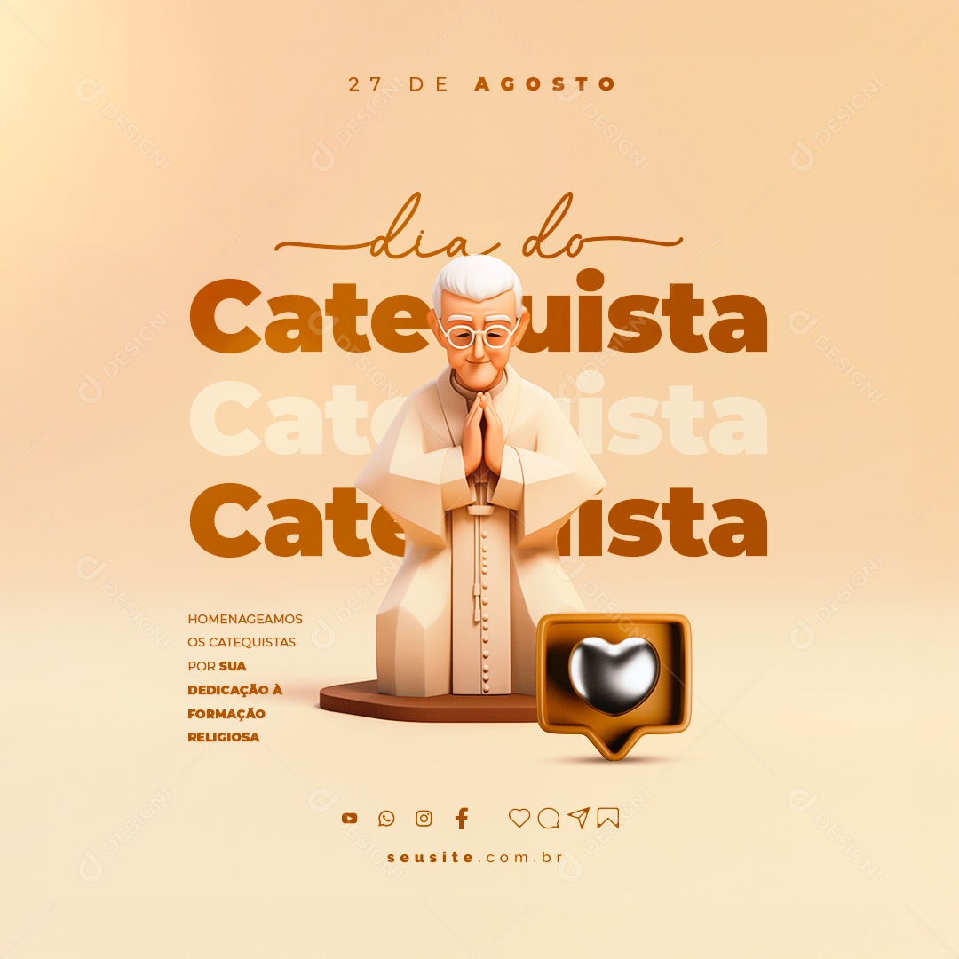 Dia Do Catequista Homenageamos os Catequistas por sua Dedicação Social Media PSD Editável