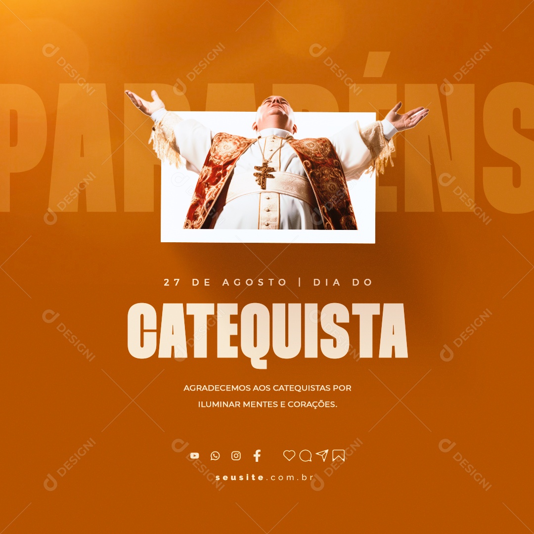 Dia Do Catequista Agradecemos aos Catequistas por Iluminar Mentes e Corações Social Media PSD Editável