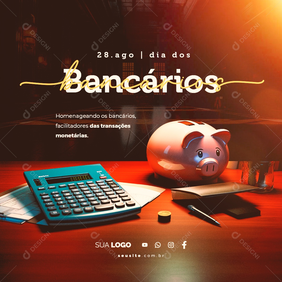 Dia dos Bancários Homenageando os Bancários Social Media PSD Editável