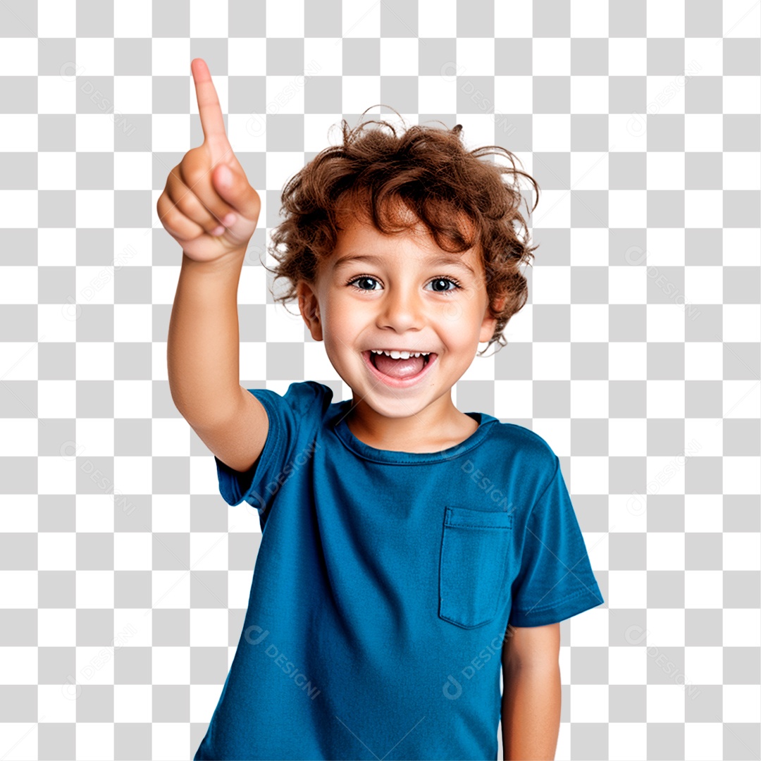 Menino Feliz A/pontando para Cima PNG Transparente