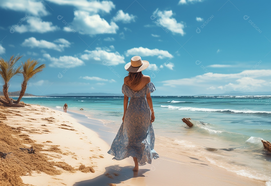 Imagem realista de turista sobre uma praia