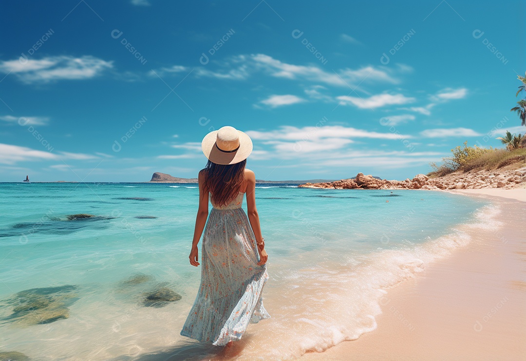 Imagem realista de turista sobre uma praia