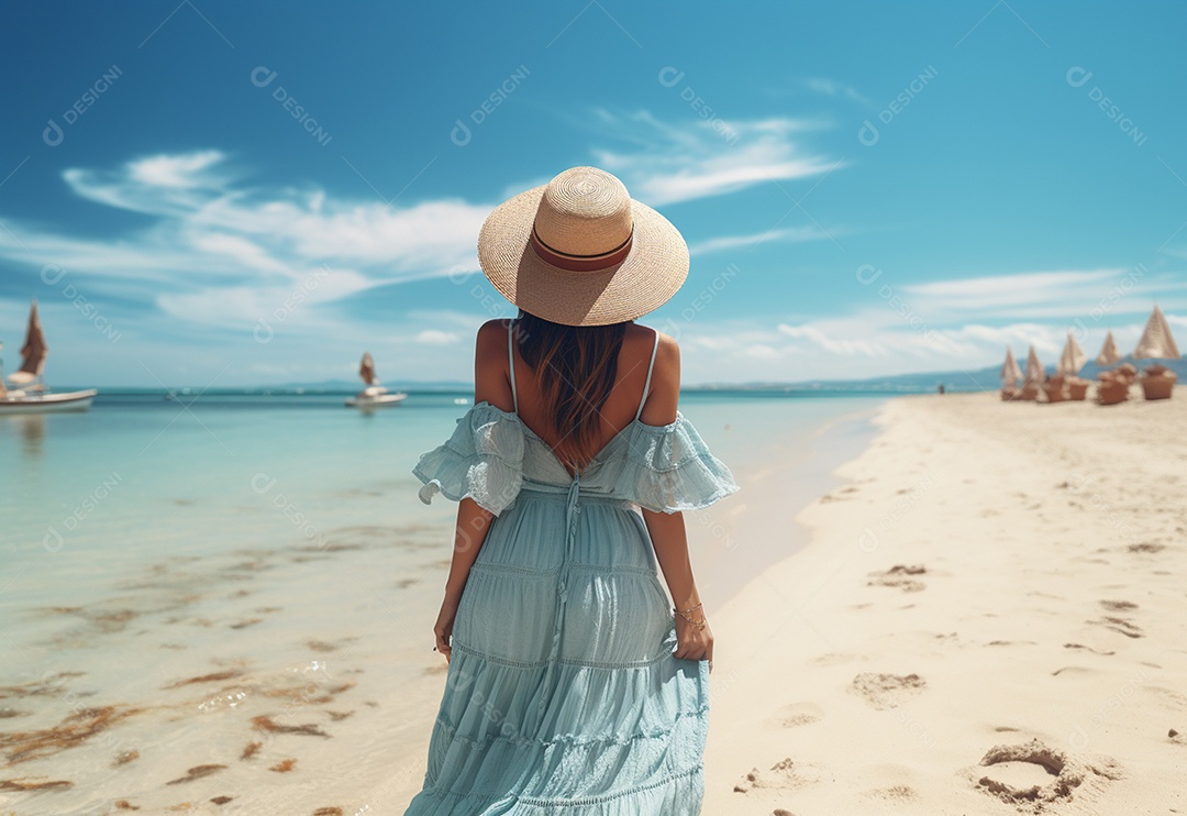 Imagem realista de turista sobre uma praia