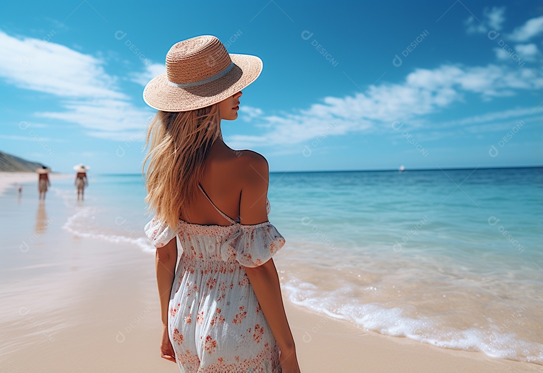 Imagem realista de turista sobre uma praia