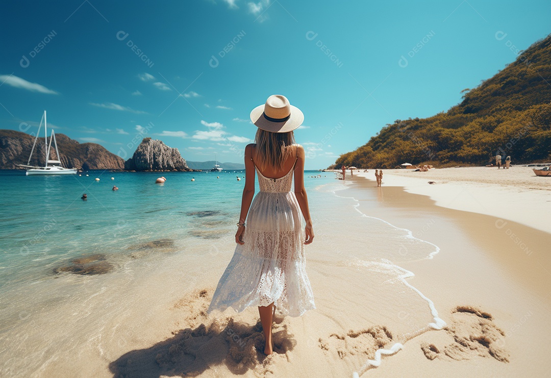 Imagem realista de turista sobre uma praia