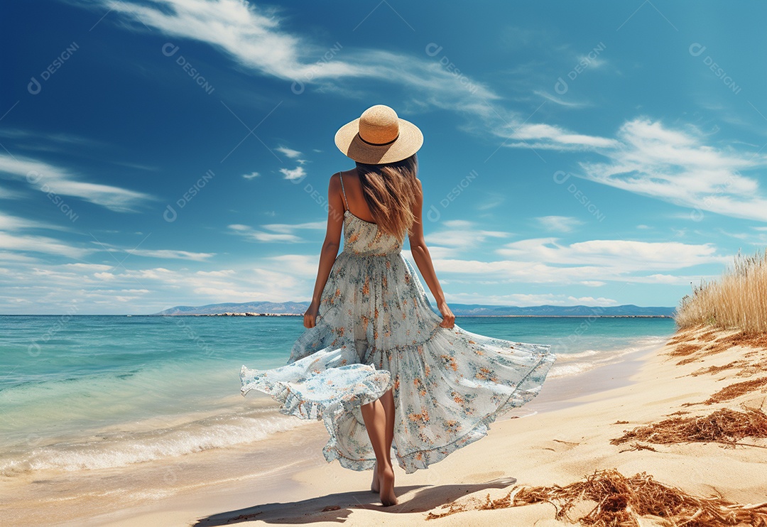 Imagem realista de turista sobre uma praia