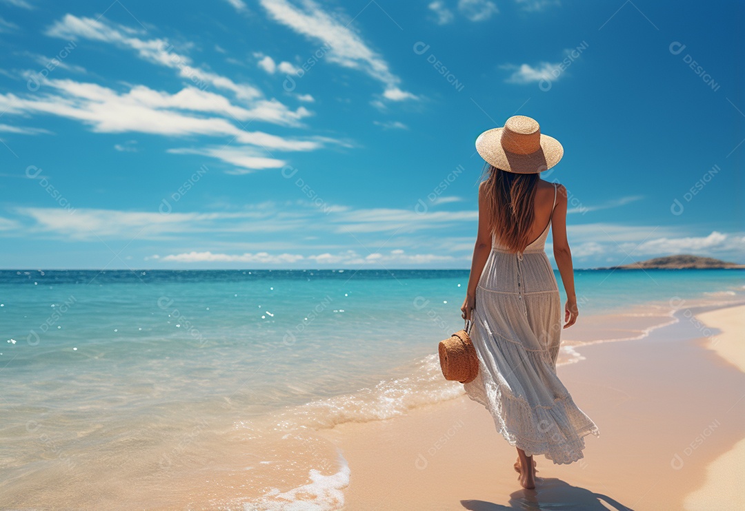 Imagem realista de turista sobre uma praia