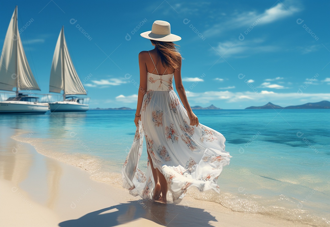 Imagem realista de turista sobre uma praia