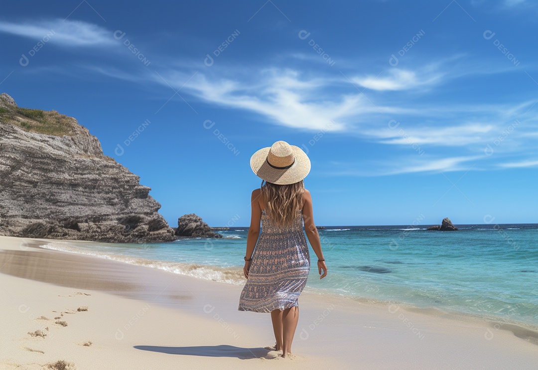 Imagem realista de turista sobre uma praia