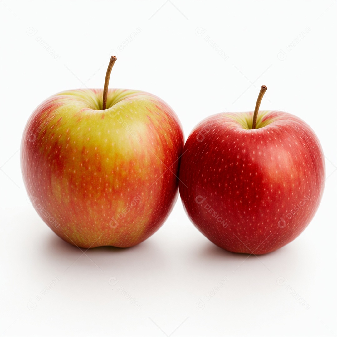 Maças vermelhas e verde sobre fundo branco