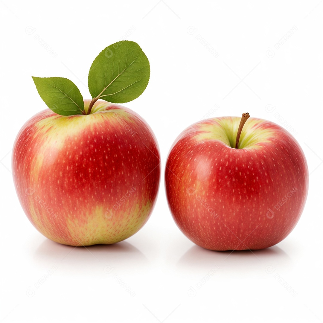 Maças vermelhas e verde sobre fundo branco