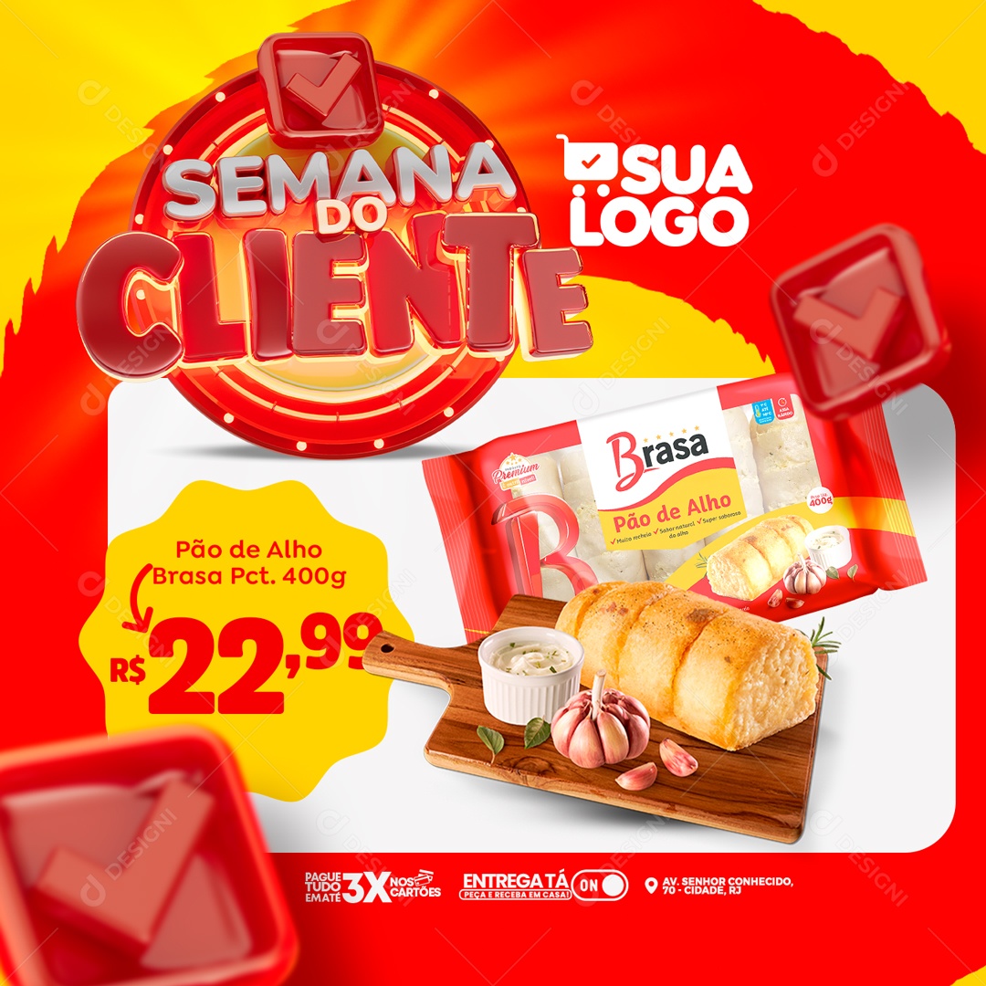 Social Media Semana Do Cliente Supermercado Churrasco PSD Editável