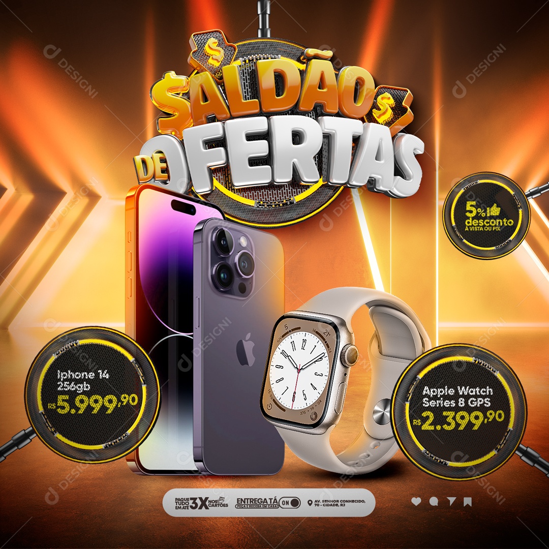 Feed Saldão De Ofertas Loja De Eletrônicos Social Media PSD Editável