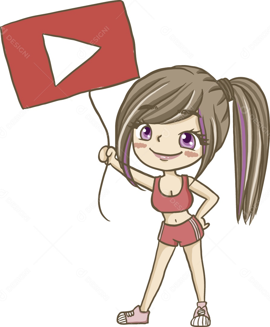 Garota Youtuber Ilustração Vetor EPS