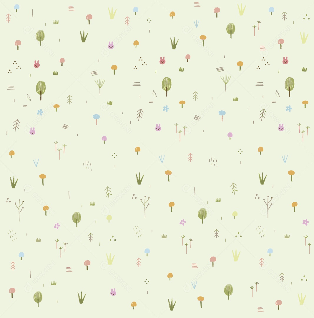 Padrão de Folhas e Flores Ilustração Vetor EPS