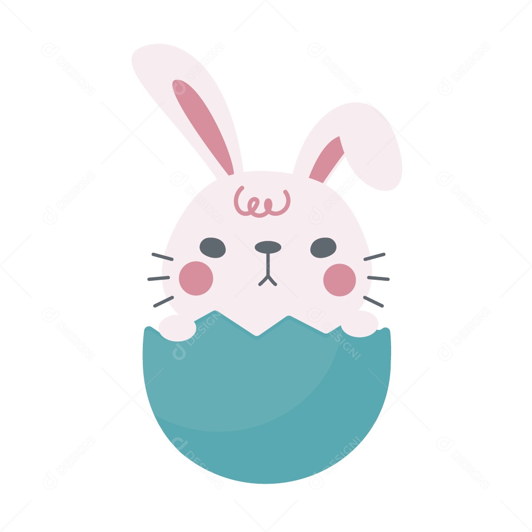 Coelho de Pelúcia Saindo de Ovo Ilustração Vetor EPS