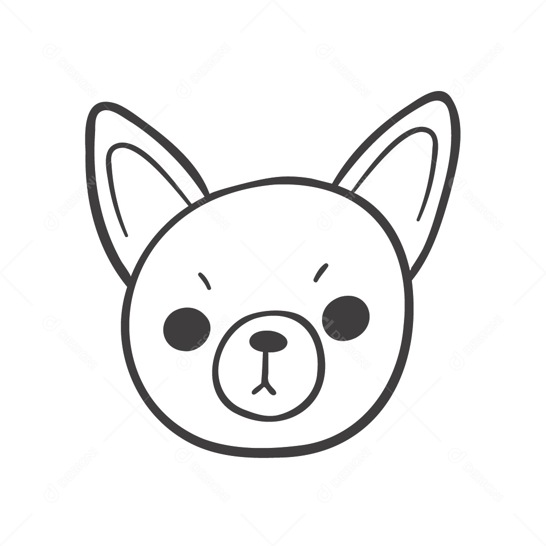 Rosto de Cachorro Preto e Branco Ilustração Vetor EPS