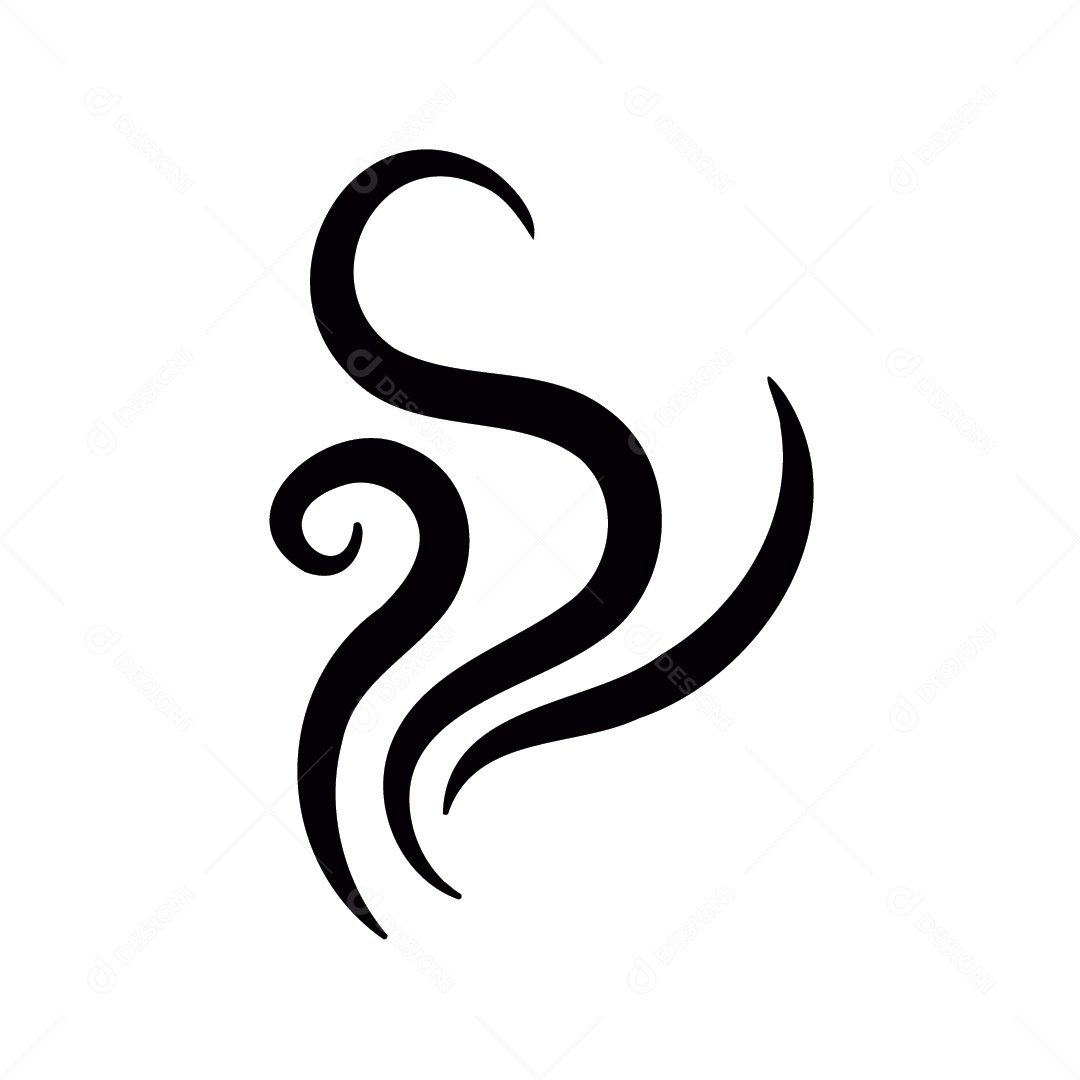 Ilustração Efeito de Fumaça Mau Cheiro Preto e Branco Vetor EPS