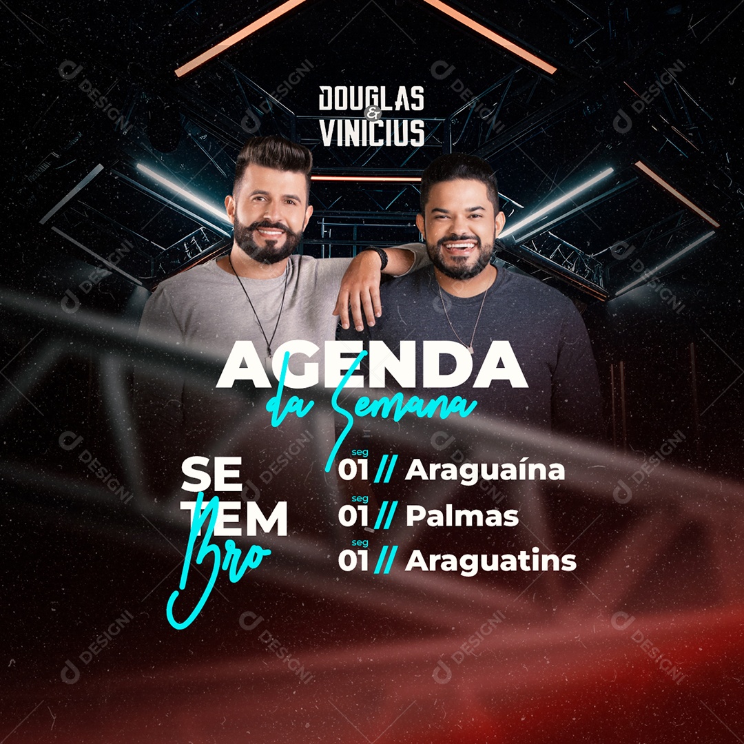 Agenda da Semana Flyer Douglas & Vinicius Social Media PSD Editável
