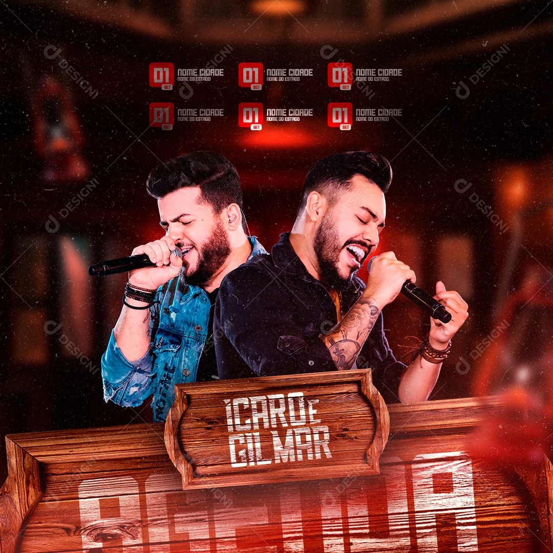 Agenda Flyer Ícaro e Gilmar Social Media PSD Editável