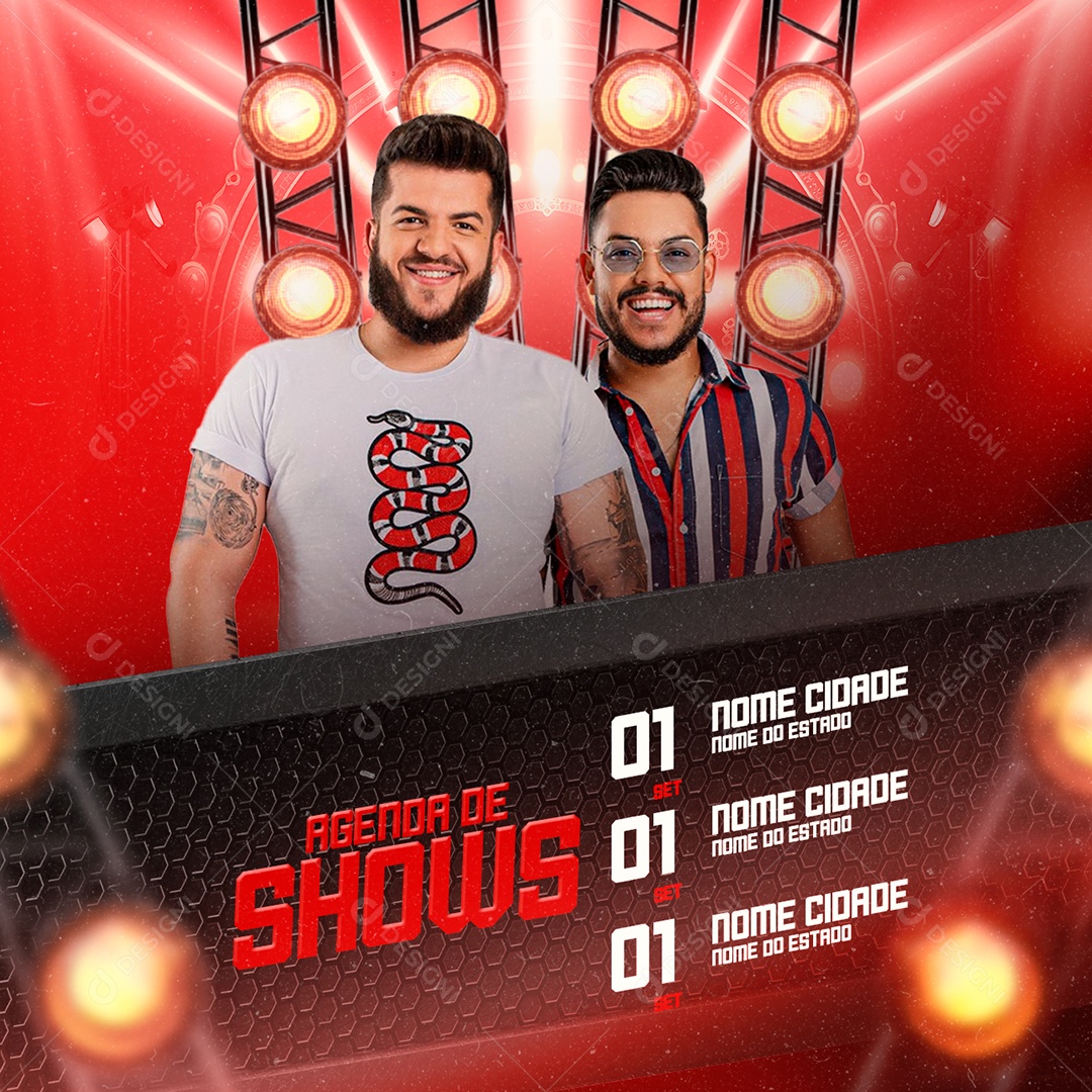 Agenda de Shows Flyer Ícaro & Gilmar Social Media PSD Editável