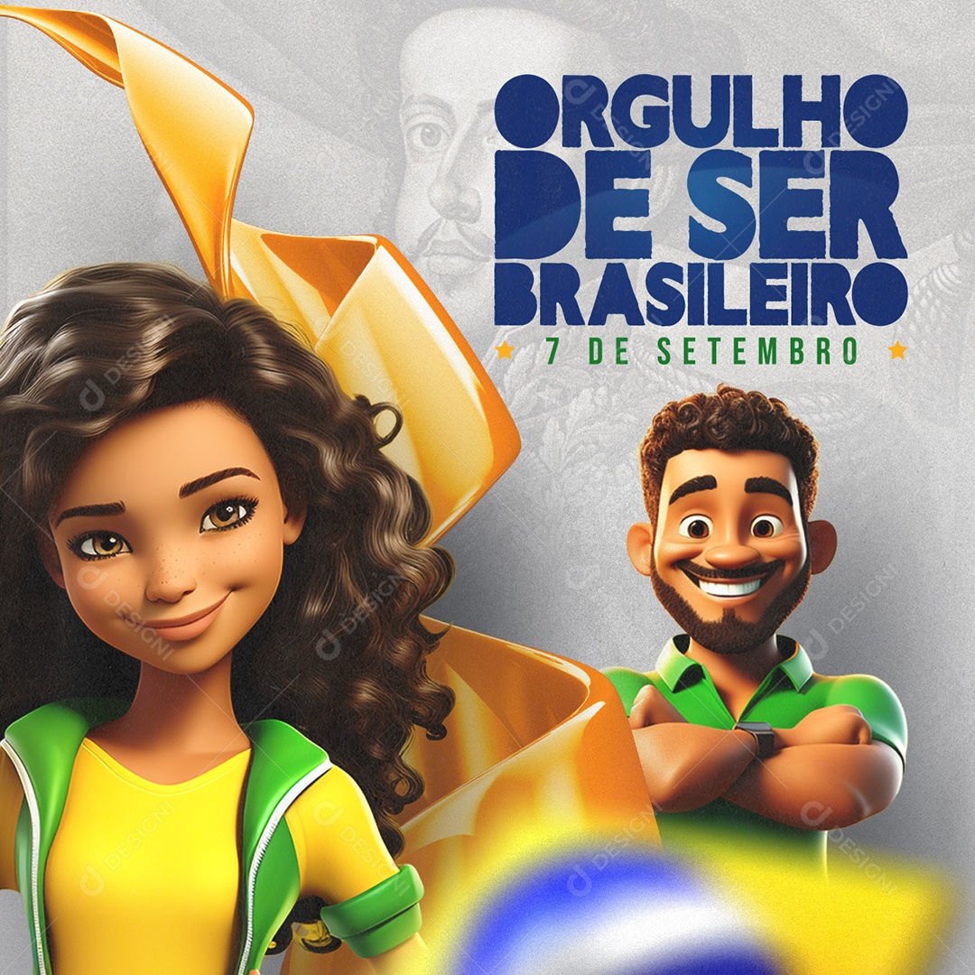 Dia Da Independência do Brasil Orgulho de Ser Brasileiro Social Media PSD Editável