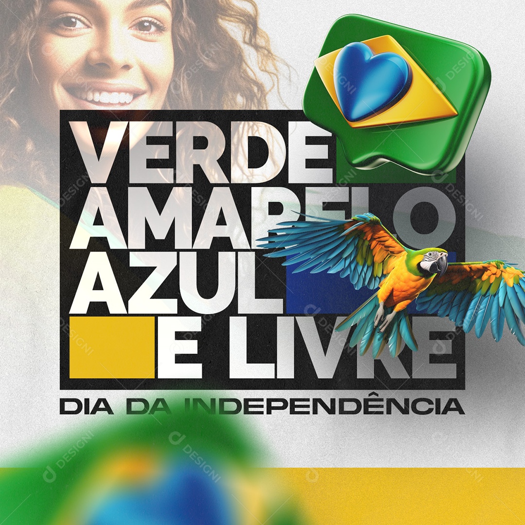 Dia Da Independência do Brasil Verde Amarelo Azul e Verde Social Media PSD Editável