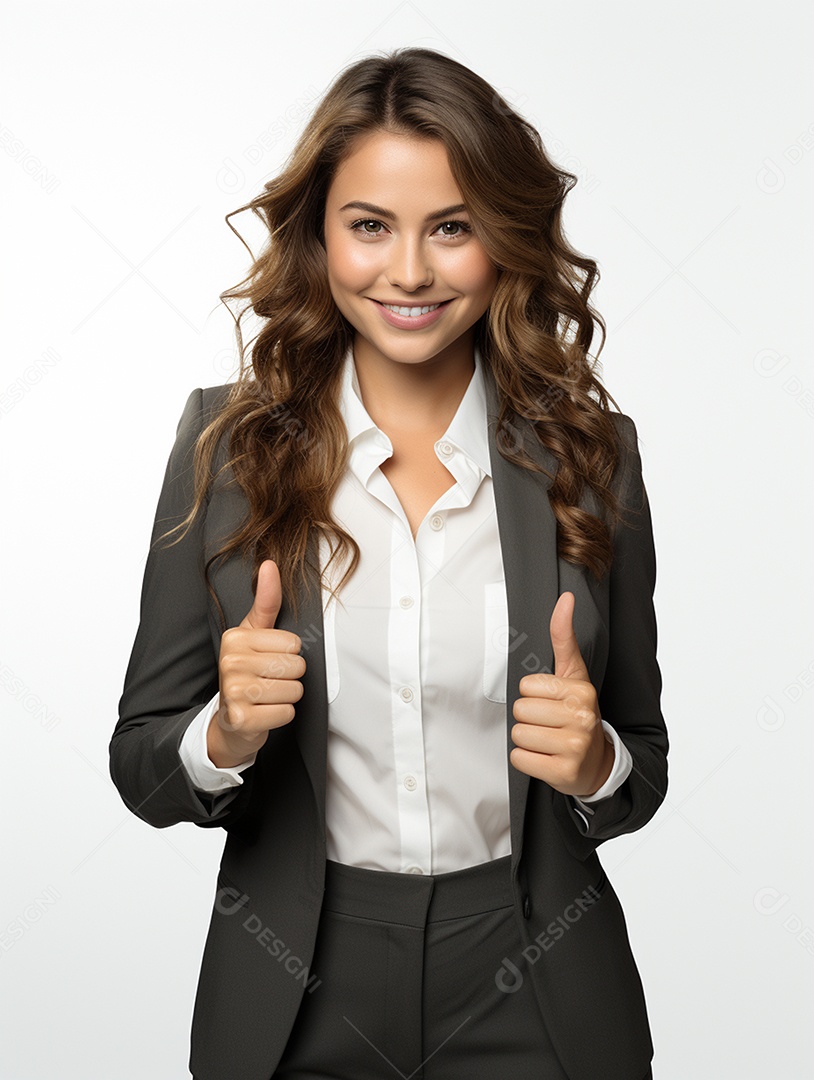 Uma mulher de negócios feliz em fundo branco transparente