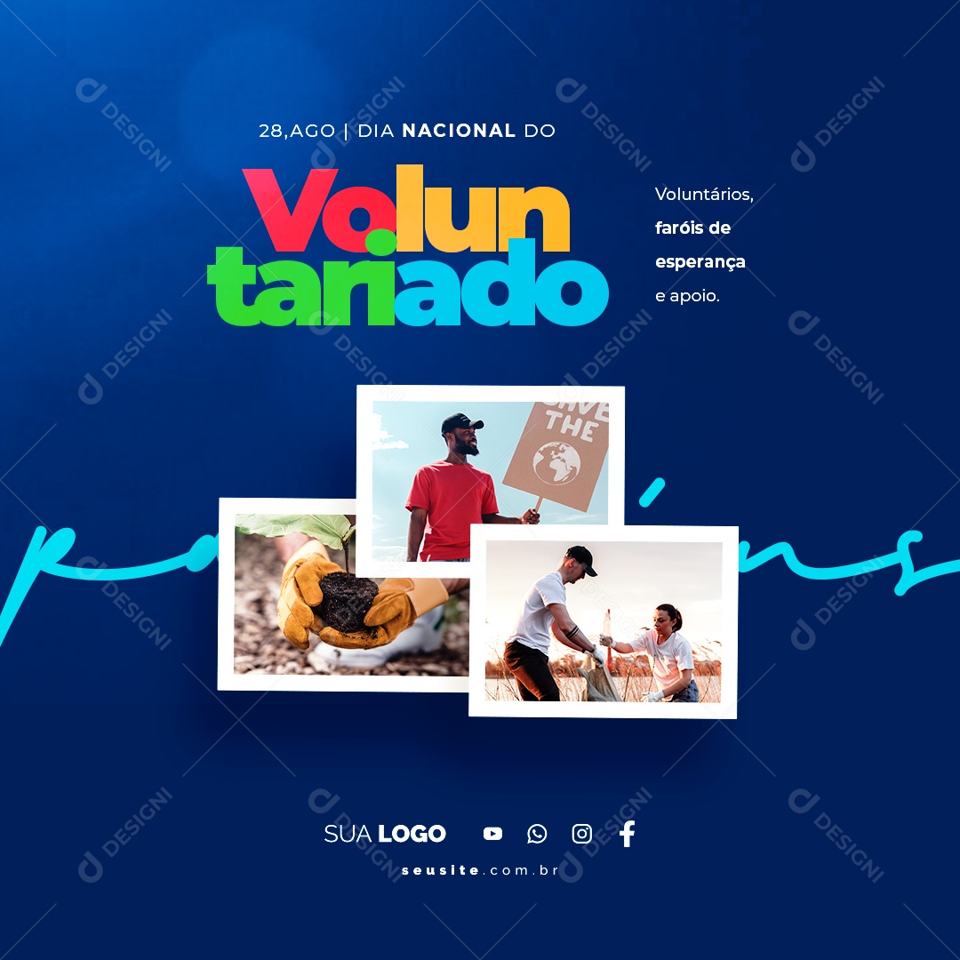 Dia Nacional Do Voluntariado Faróis de Esperança e Apoio Social Media PSD Editável