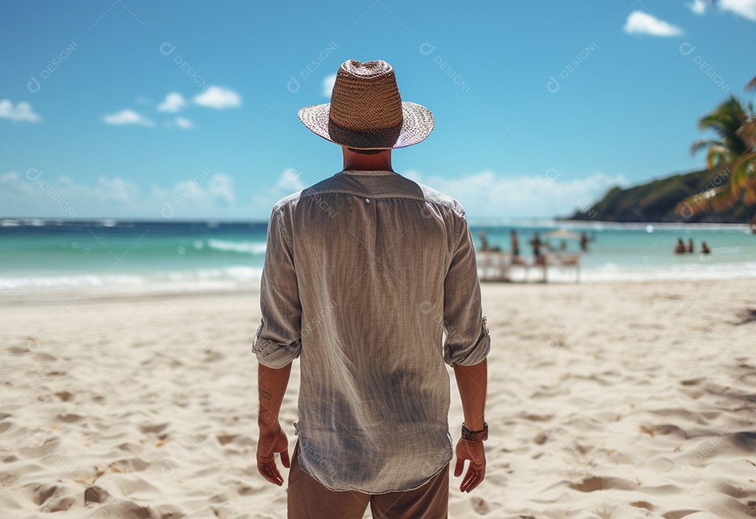 Imagem realista de turista sobre uma praia