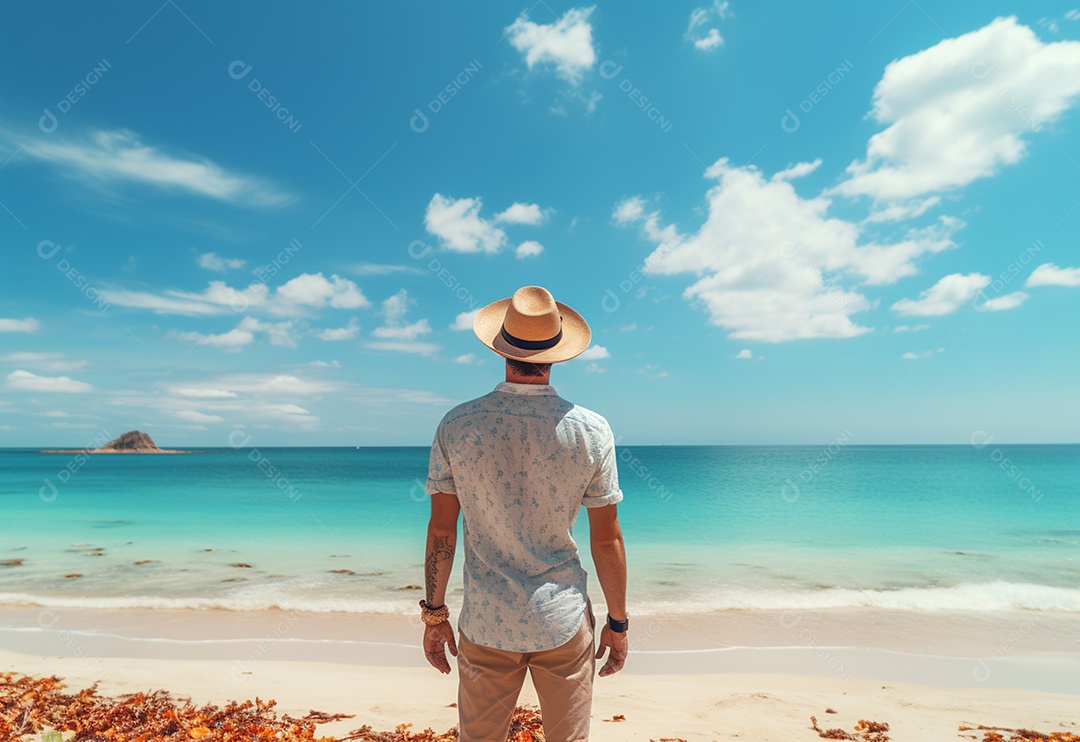 Imagem realista de turista sobre uma praia