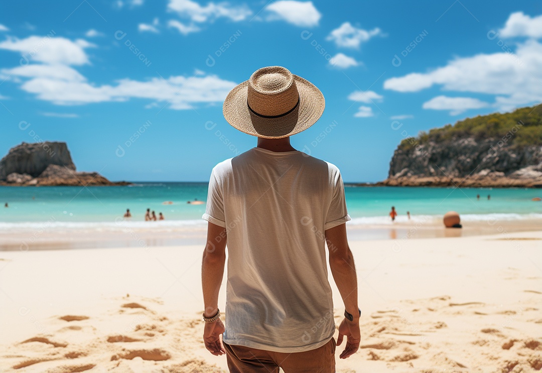 Imagem realista de turista sobre uma praia