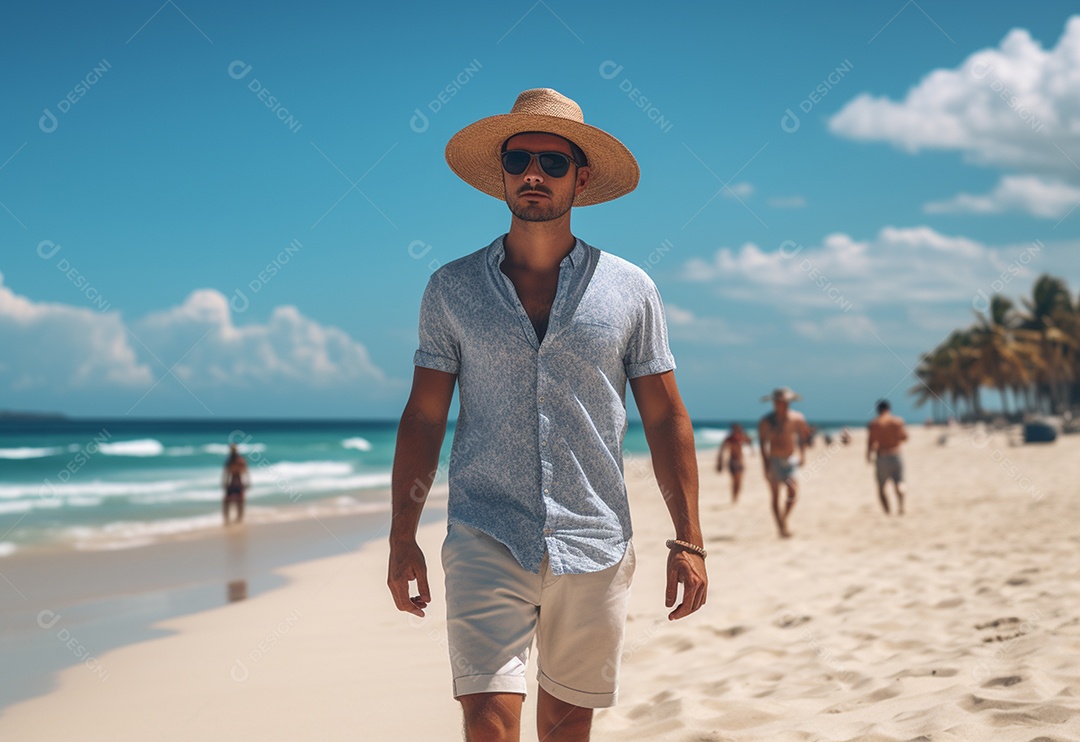 Imagem realista de turista sobre uma praia