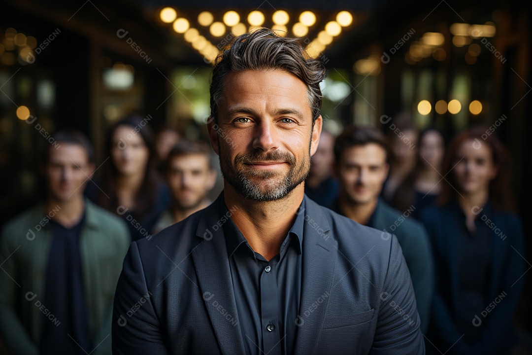 Retrato de uma equipe de negócios rindo em pé no escritório