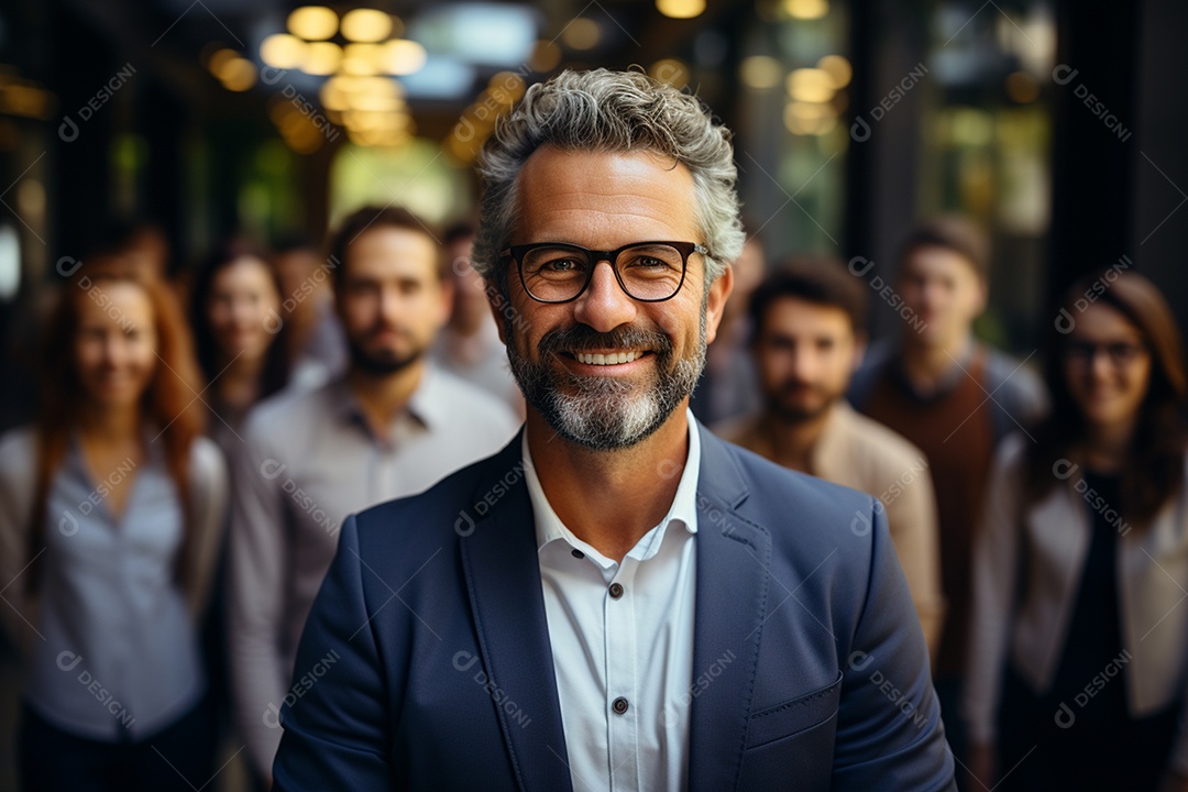 Retrato de uma equipe de negócios rindo em pé no escritório