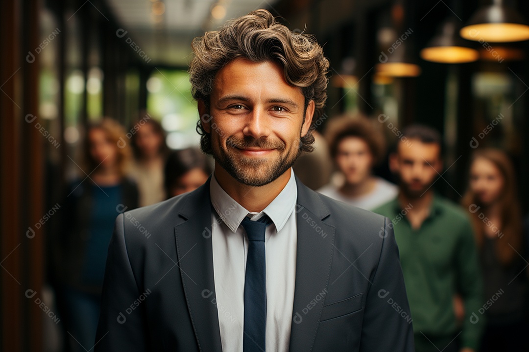 Retrato de uma equipe de negócios rindo em pé no escritório