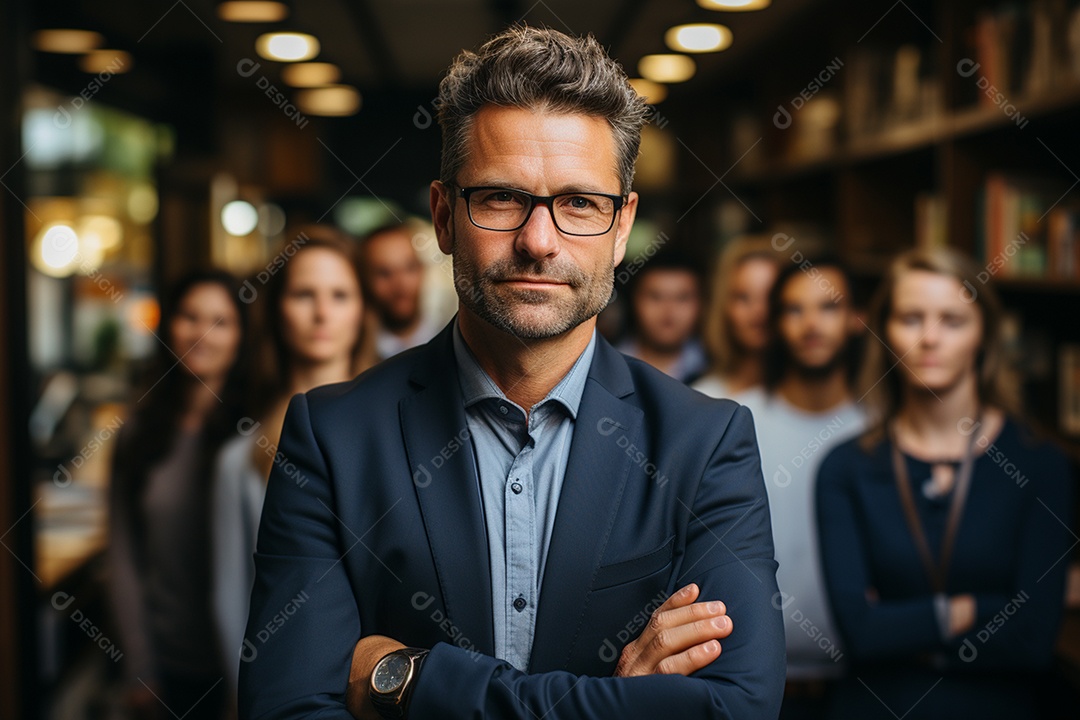 Retrato de uma equipe de negócios rindo em pé no escritório