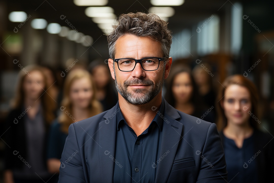 Retrato de uma equipe de negócios rindo em pé no escritório
