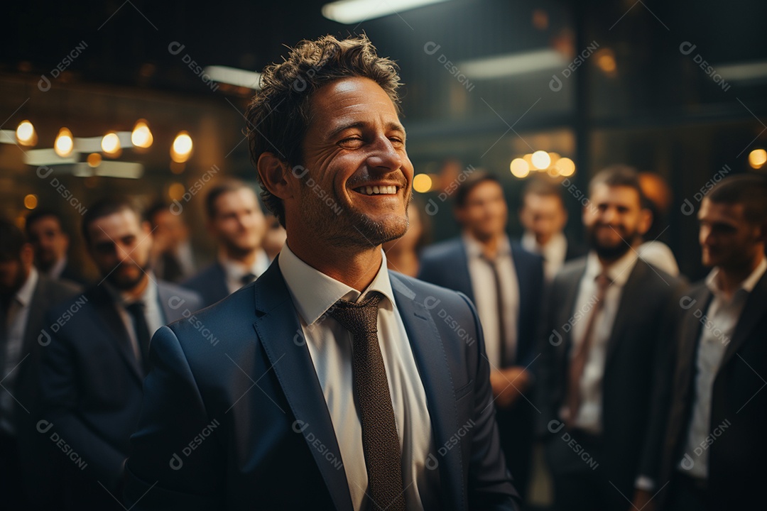 Retrato de uma equipe de negócios rindo em pé no escritório
