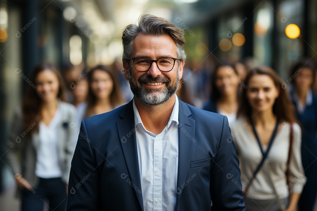 Retrato de uma equipe de negócios rindo em pé no escritório
