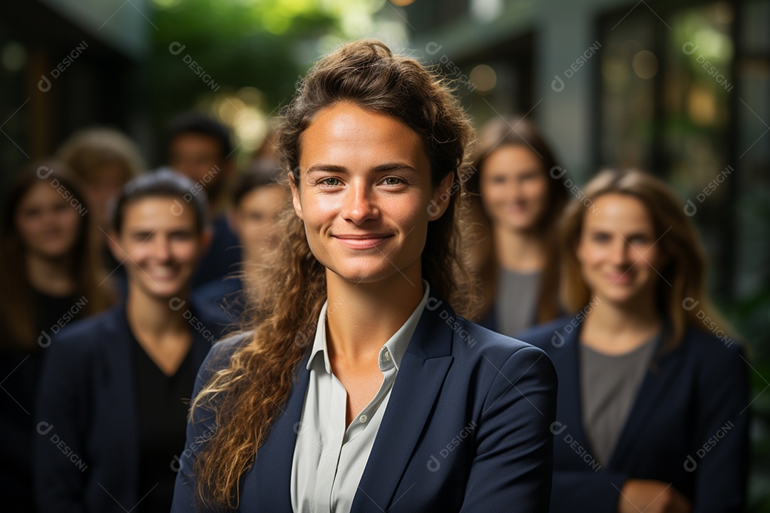 Retrato de uma equipe de negócios rindo em pé no escritório